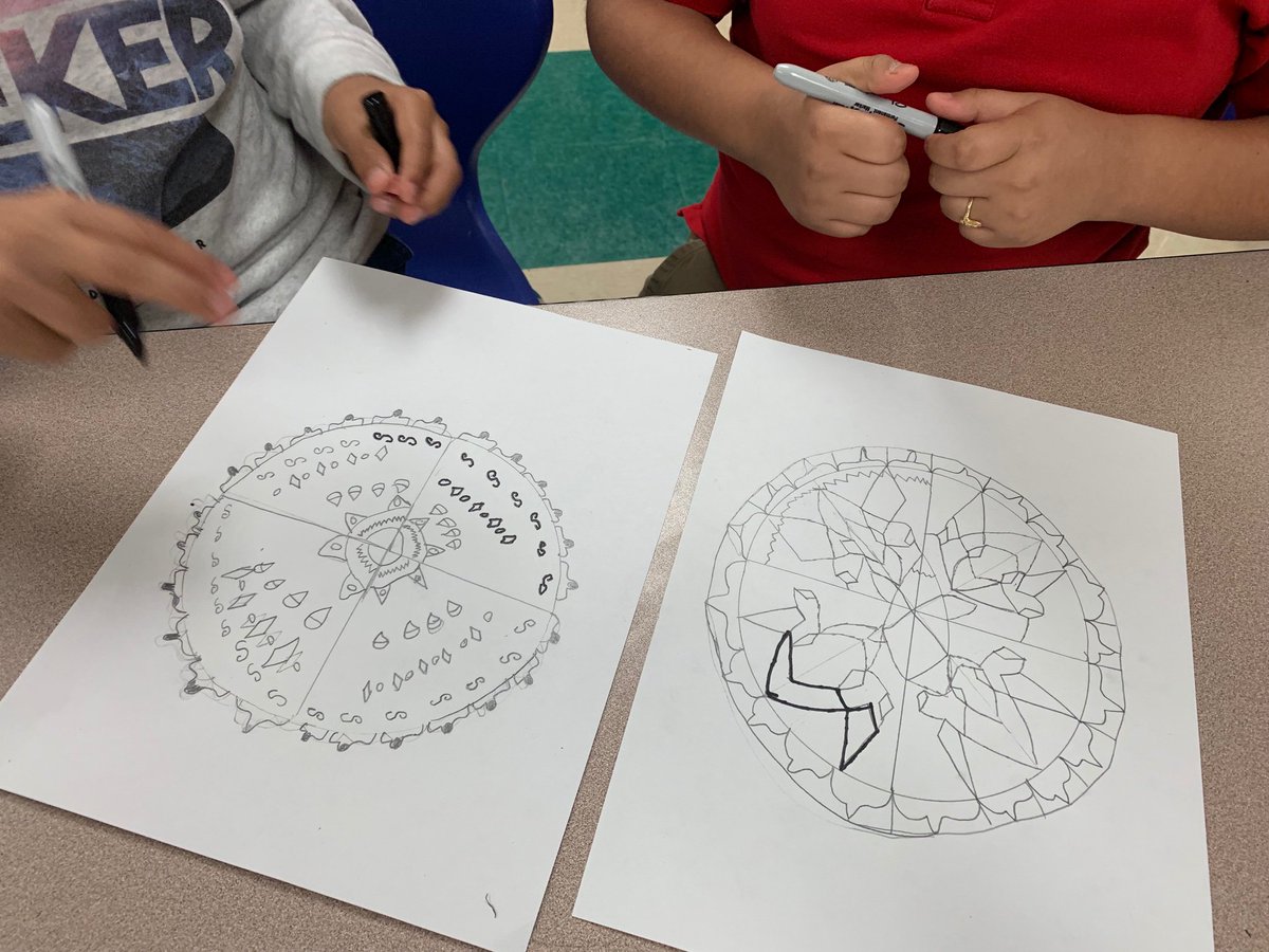 MsHolbert's tweet photo. Radial pattern studies with 3rd grade @MajorElementary 
Boys are so into it ! #SISDPVA @SpringISD @SpringISD_Curr https://t.co/r8dRY3P5d4