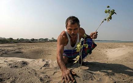 PeaceJam's tweet photo. #MondayMotivation 
Jadav "Molai" Payeng reminds us that one person can make a difference. After scientists said the land could die within a few years, he single-handedly planted one tree a day &amp; created a now thriving forest in Majuli Island in Assam. 
https://t.co/2cXmWF23kh https://t.co/YJsLslF2Gf