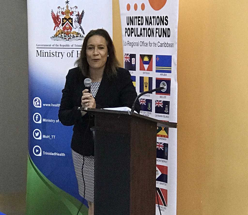 CaribbeanUN's tweet photo. Workshop on Contraceptive Implants in T&T is hosted by the Ministry of Health and facilitated by #UNFPA with support from #PAHO, in collaboration with Mamatoto and #FPATT. @UNFPACaribbean @pahowho @MamatotoCentre
Aurora Ramkissoon-Noguera, UNFPA Liaison Officer, speaks. https://t.co/IylD2qunDi