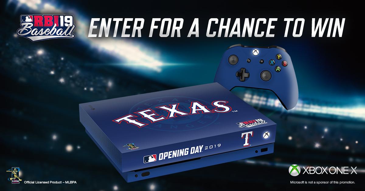 Play ball!
Enter now for a chance to win a Rangers-branded @RBIGAME @Xbox One X!
🎮: https://atmlb.com/2OpJ5psÂ