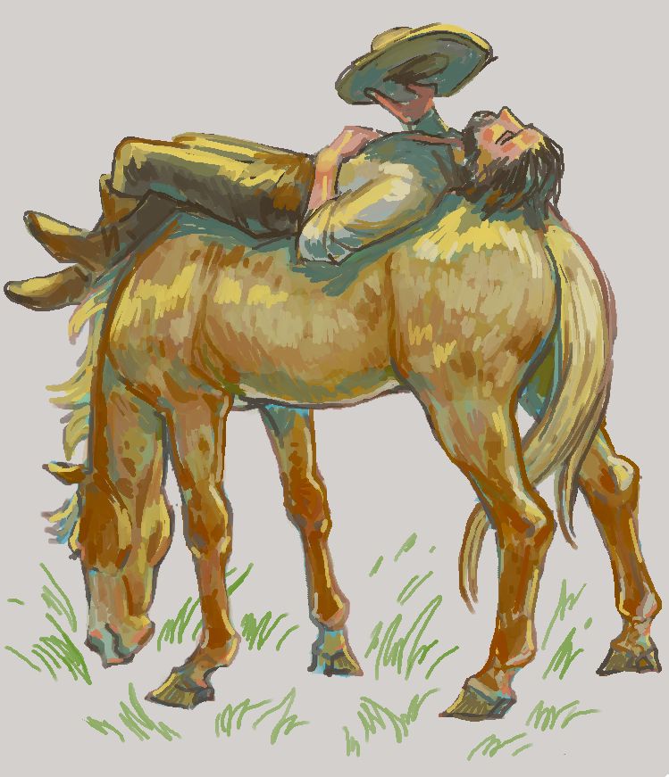 hope this looks alright... kieran chillin on a hot day #RDR2