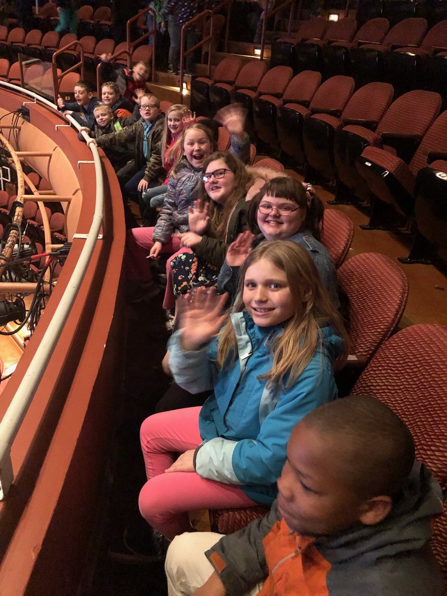 3H is at Gallagher-Bluedorn today watching a presentation of Frindle. We have amazing seats! Front row in the top balcony!! We are excited!! #3HCC
