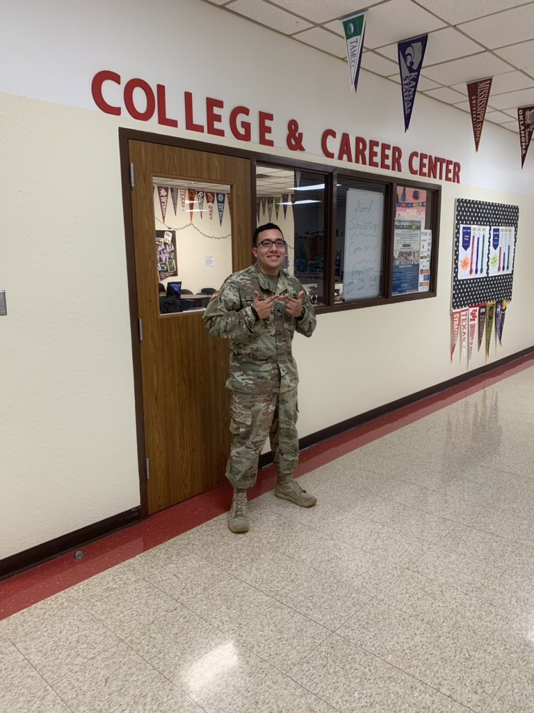 GPCollegeReady's tweet photo. @SGPHS Alumni ,Ismael Alvarez @IsmaelAlvarez97 ,visiting seniors and speaking about his College experience at Sam Houston State University. He is a Senior, Majoring in Criminal Justice  and a Minor in Military Science! #ROTC #SigmaLambaBeta #GPISDIsCollegeready https://t.co/i5hsQbv0E3