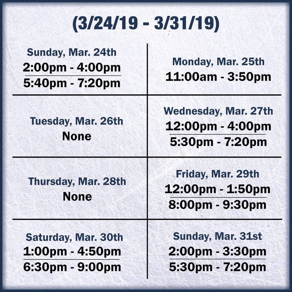 CenterIceCanton's tweet photo. Here's our Open Skate schedule from now up until the end of March! Want to see the rest of upcoming events? Head over to https://t.co/9buzgMsFub ! https://t.co/8Bym5HPEjv