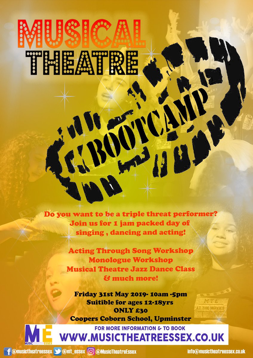 mt_essex's tweet photo. Join us this May Half Term! Email us at info@musictheatreessex.co.uk places are going fast! #theatre #musical #triplethreat #sing #dance #act #essex #mte #perform #college  #mayhalfterm https://t.co/rJPosOFbmx