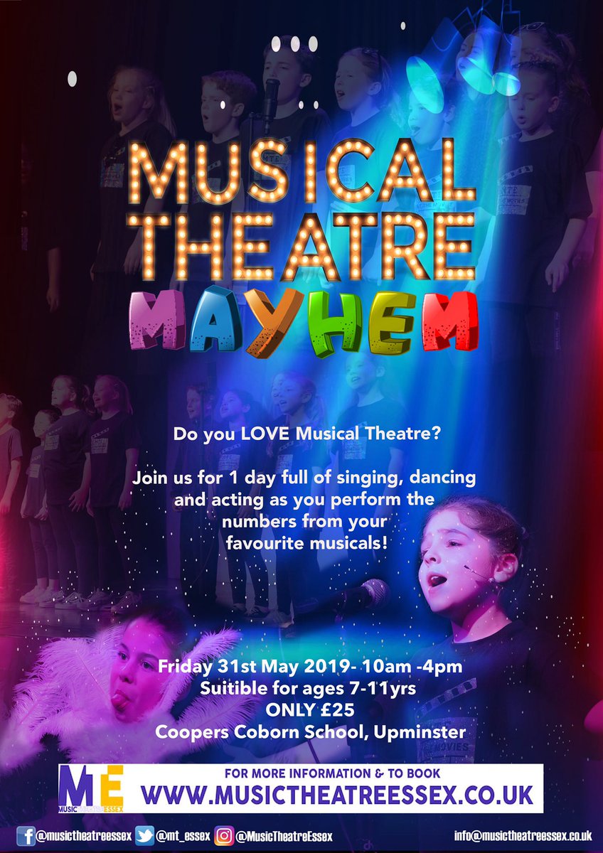 mt_essex's tweet photo. Join us this May Half Term! Email us at info@musictheatreessex.co.uk places are going fast! #theatre #musical #triplethreat #sing #dance #act #essex #mte #perform #college  #mayhalfterm https://t.co/rJPosOFbmx