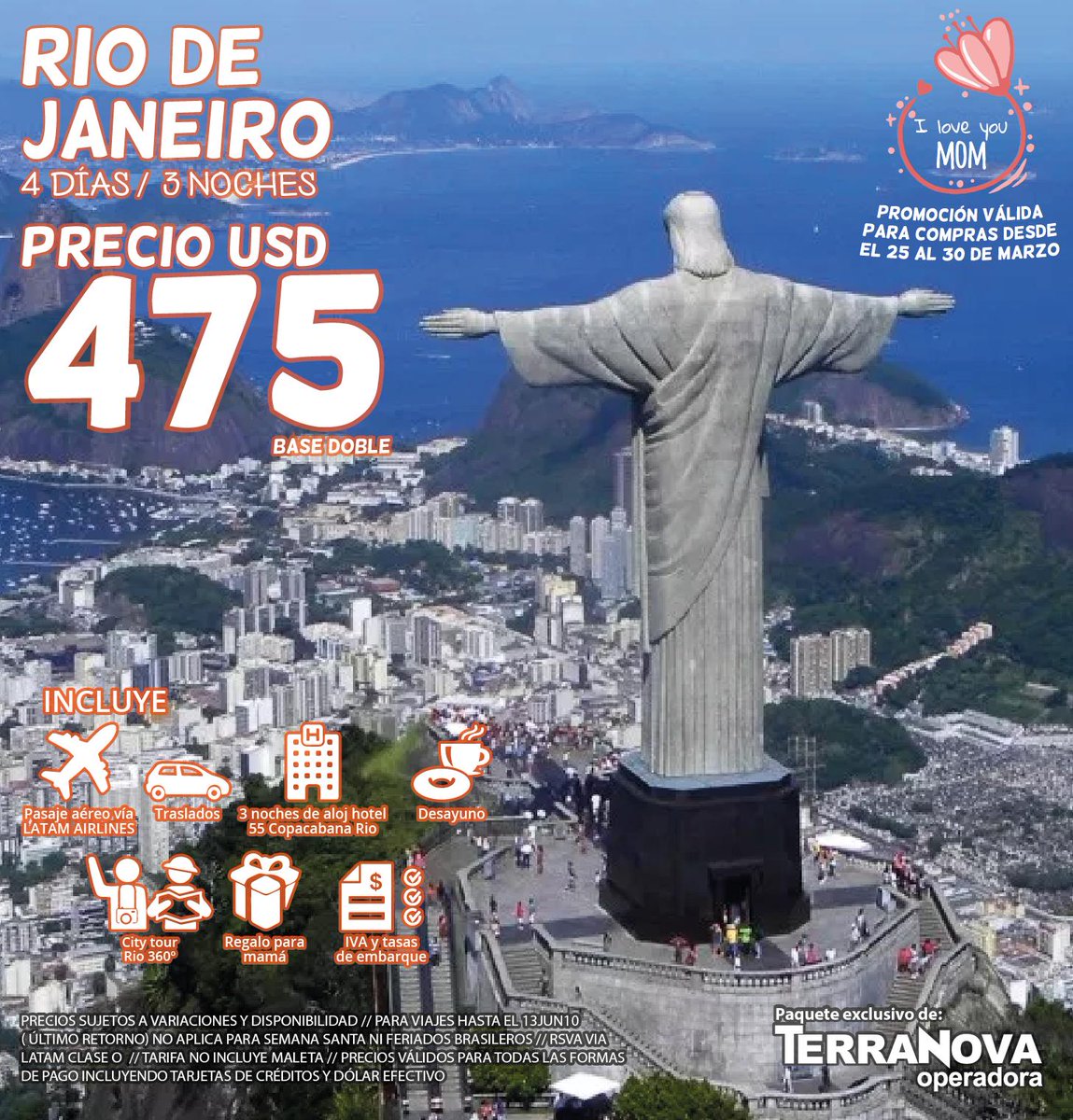 terranovapy's tweet photo. Ya estas pensando en el mejor regalo para Mamá?? Aquí las mejores opciones de Brasil para hacerla inmensamente feliz!! Promoción para compra del 25 al 30 de Marzo!! Consulte con su agencia de viajes favorita! https://t.co/0I6qlhwHBN