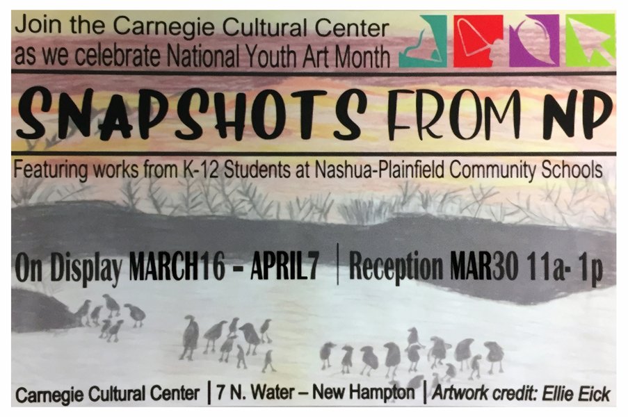 Be sure to check out our group exhibition of student artwork at the Carnegie Cultural Center in New Hampton.#HuskyNProud