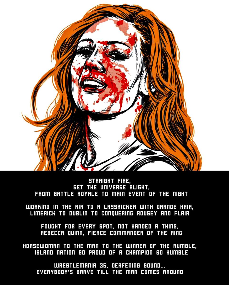 Seamiedunne's tweet photo. Goal: Interview @BeckyLynchWWE for Irish Media to give her the recognition she deserves 🇮🇪

➡️Dream Big⬅️
Read my poem along with the amazing artwork from @laurenmoran 

From Battle Royale to Main Event!
Like &amp; Retweet
#BeckyLynch #WrestleMania #theman #WWE #beckyfan https://t.co/DnAhbsHlSX