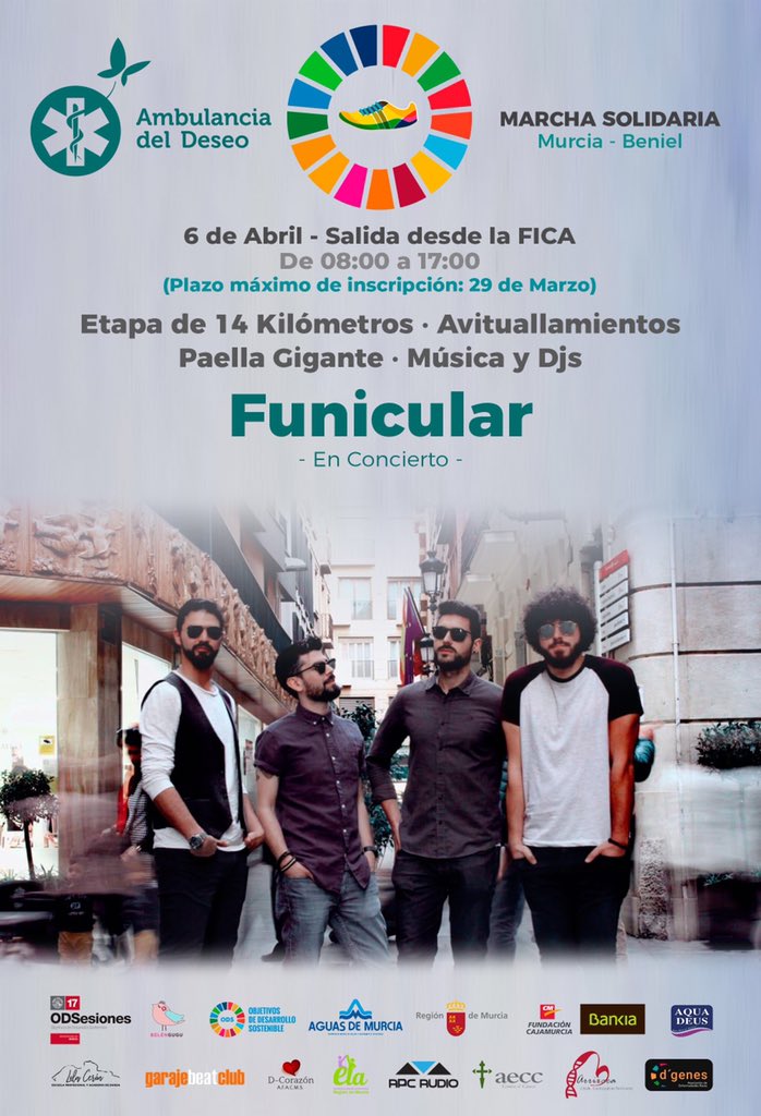 AmbuDeseo's tweet photo. Sólo quedan 4 días para inscribirse en la Marcha Solidaria, además de la etapa; FUNICULAR en Concierto!!! Contacta con nosotros en actividades@ambulanciadeldeseo.es para ampliar información y contágiate de nuestra #energíasolidaria https://t.co/CDvk3jNUvD