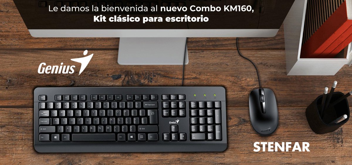 Le damos la bienvenida al nuevo #Combo KM160, kit clásico para escritorio. Encontrá los productos de #genius en <a href="/stenfar/">Stenfar</a> ⌨️🖱️stenfar.com.ar/carts/products…