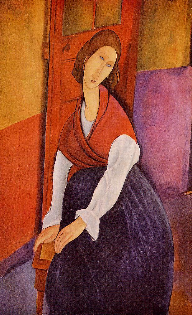artmodigliani's tweet image. Jeanne Hebuterne in Red Shawl, 1917 #expressionism #amedeomodigliani