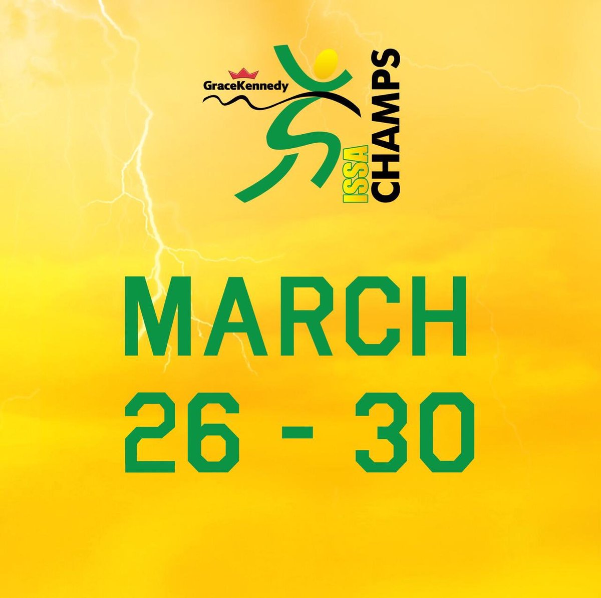 ISSASportsJA's tweet photo. The ISSA/Grace Kennedy Boy’s and Girl’s Champs will be a 5 day event jam-packed with inter-school athletics featuring all your favourite student athletes. Are you as excited as we are? .
.
Boy’s and Girl’s Champs - March 26-30 #TrackToChamps #GKChamps #ISSAChamps #ISSAChamps2019 https://t.co/M1rjiwXsMv