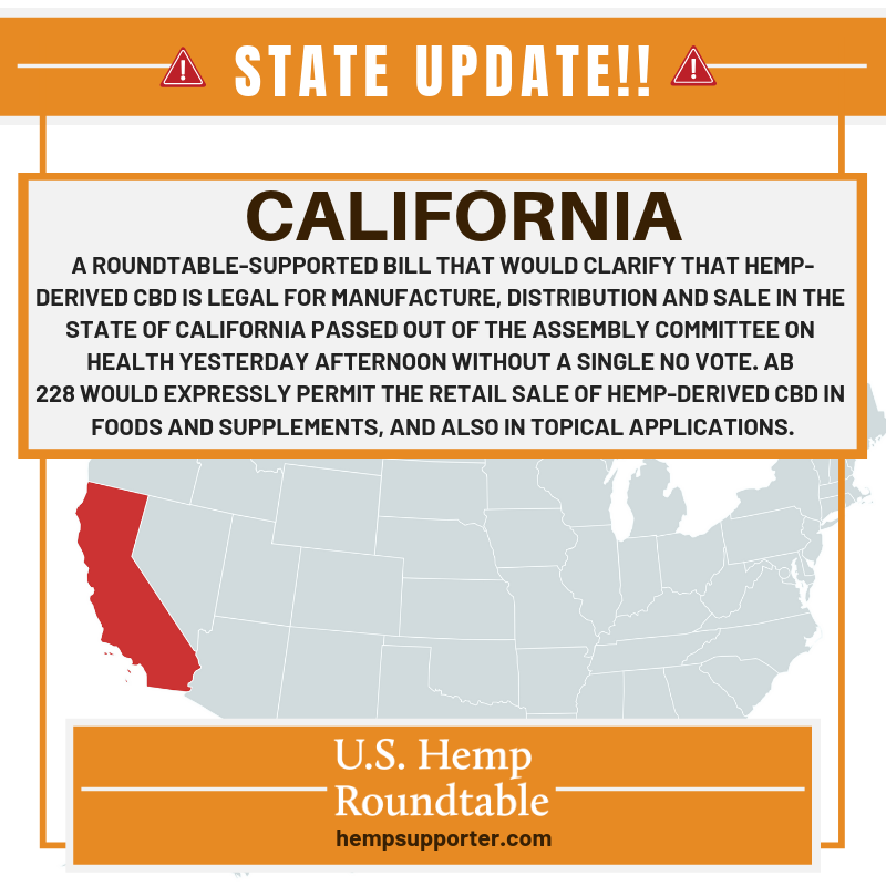 votehemp's tweet photo. Progress for Hemp in California - AB 228 passed out of the Assembly Committee on Health this week without a single no vote! https://t.co/ju5foS8OUX  #California #hemp #votehemp #agribusiness #farmers https://t.co/iDgZXh798F
