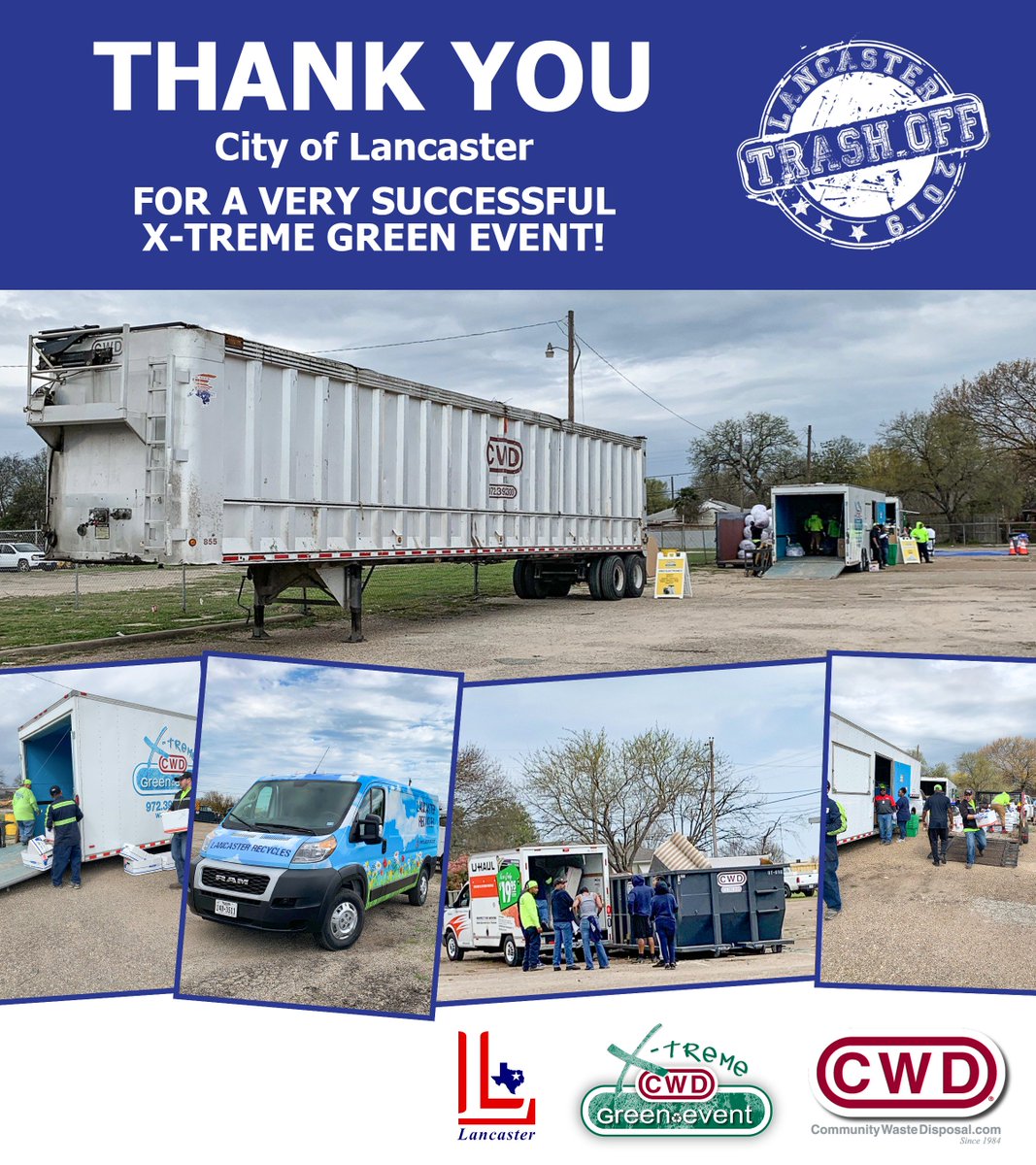 CWDisposal's tweet photo. The @Lancaster_TX held an extremely successful X-treme Green Event this past Saturday. Thank you to all the employees, volunteers, and to the residents who worked to help #KeepLancasterBeautiful! #XGE #KeepAmericaBeautiful #CWDCommunity https://t.co/uBnm63rZqn