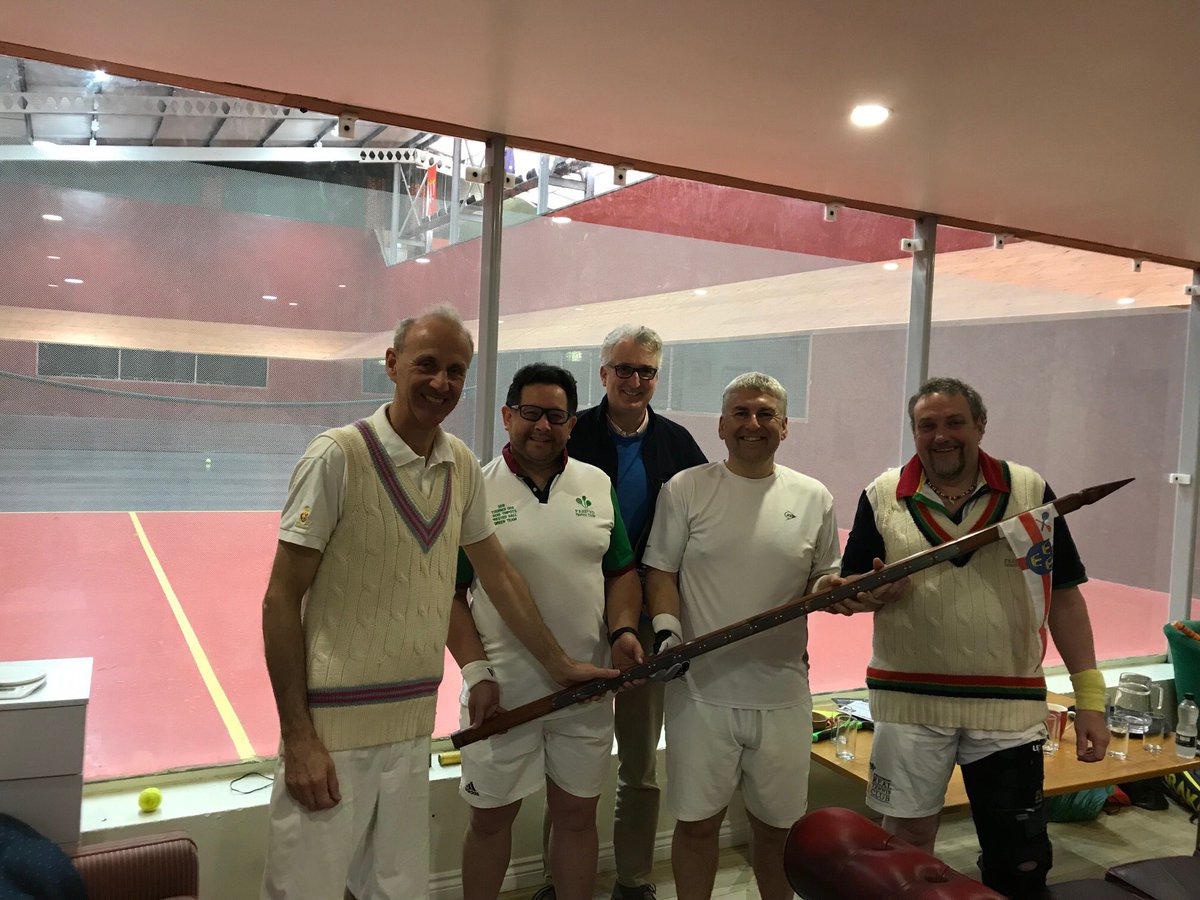 As you can see from the false smile of the Newmarket #newmarketrealtennnisclub chairman I am delighted to hand over the inaugural East Anglian Pennant to the worthy winner Prested Hall #prestedrealtennis