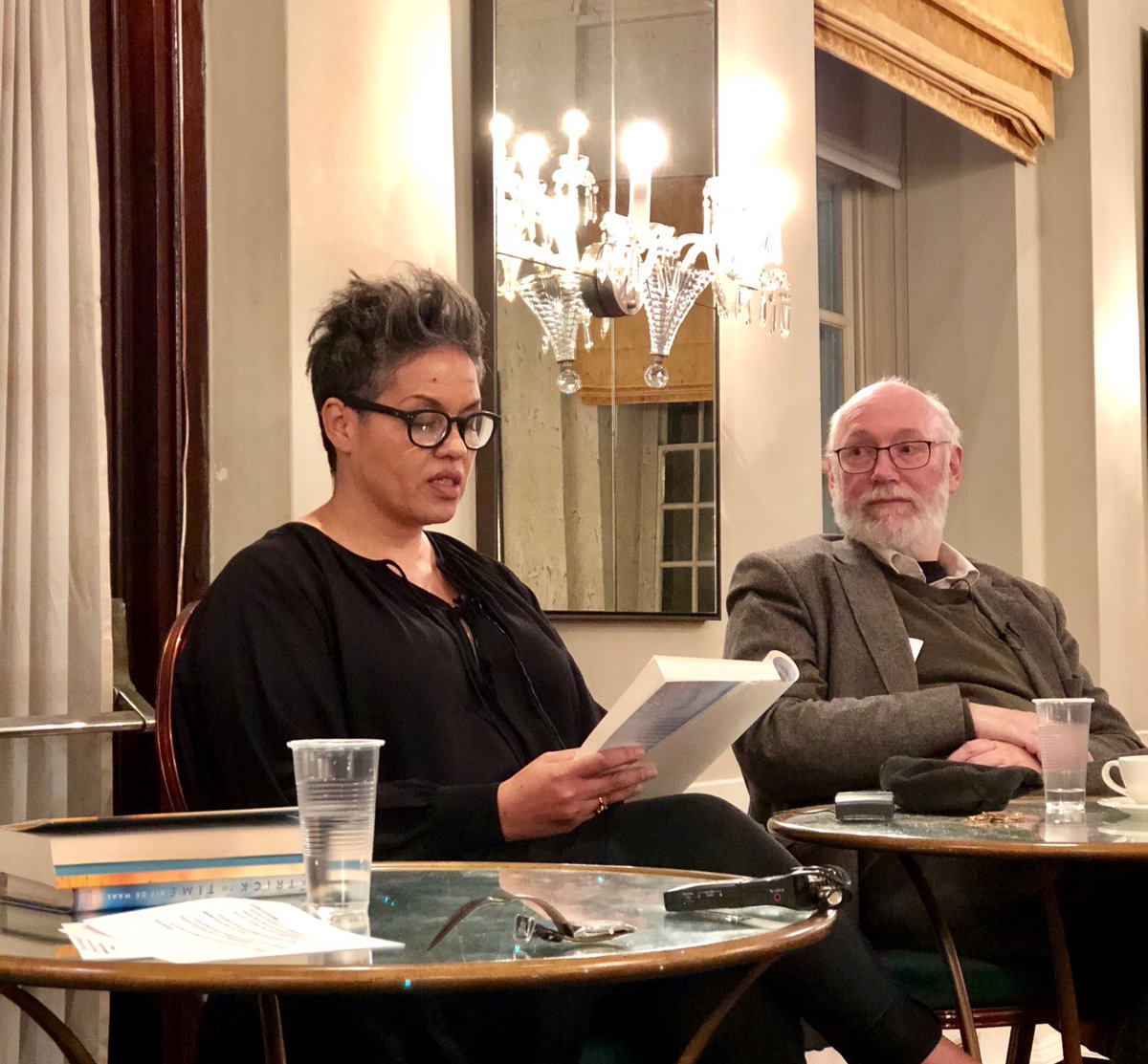 joanneobrien2's tweet photo. @KitdeWaal reading from her 2018 novel #thetricktotime @IrishLitSoc tonight with #dublinwriter Dermot Bolger https://t.co/GP3xftjVkL