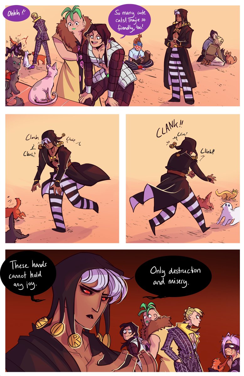 Risotto Nero loves cats, he's just a big clown about it

My favourite subgenre of Squadra comics is Risotto not being very good at every day tasks and nobody really having the heart to tell him 