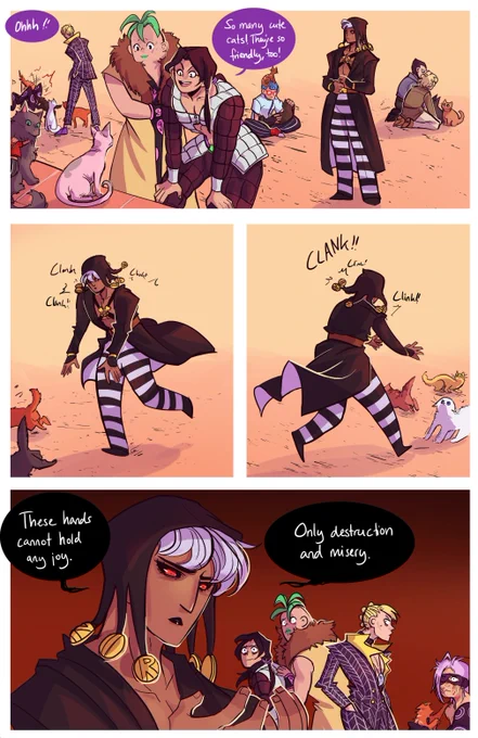 Risotto Nero loves cats, he's just a big clown about it

My favourite subgenre of Squadra comics is Risotto not being very good at every day tasks and nobody really having the heart to tell him 