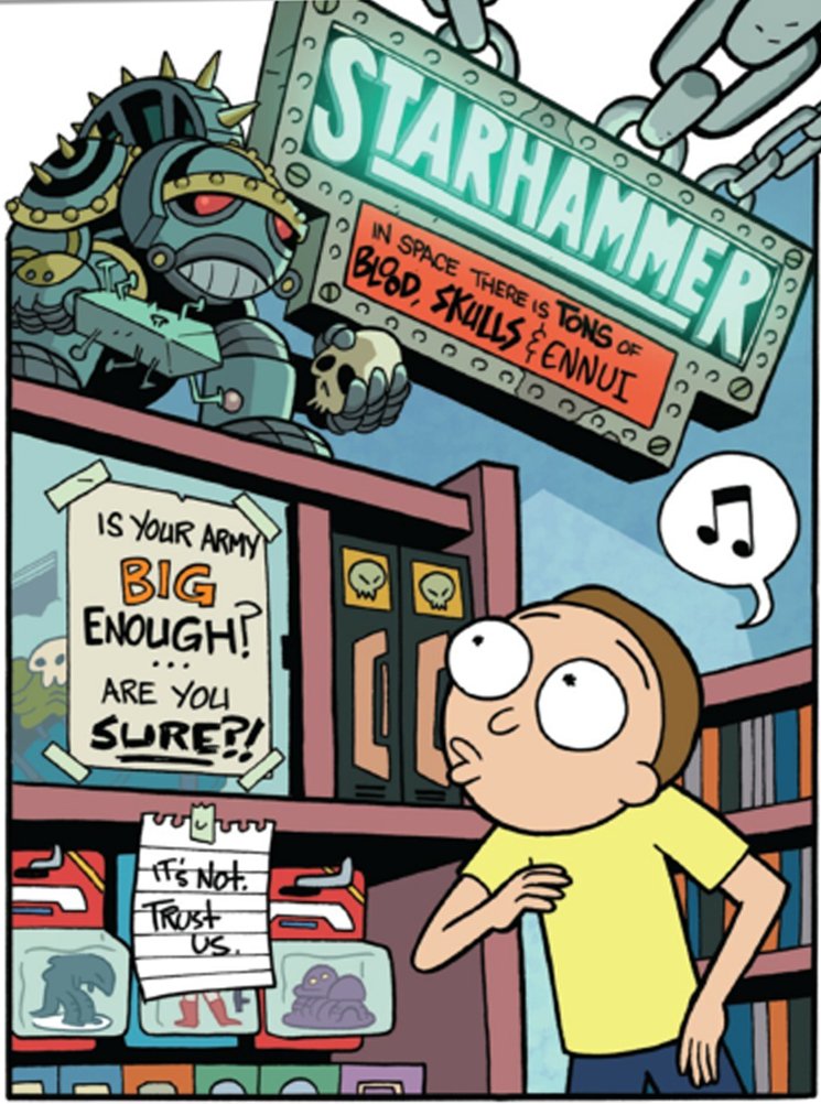WHReforged's tweet photo. Hasta en los infinitos universos de #RickAndMorty saben que empezar a jugar #warhammer es la ruina... https://t.co/VJkPUlyFx9
