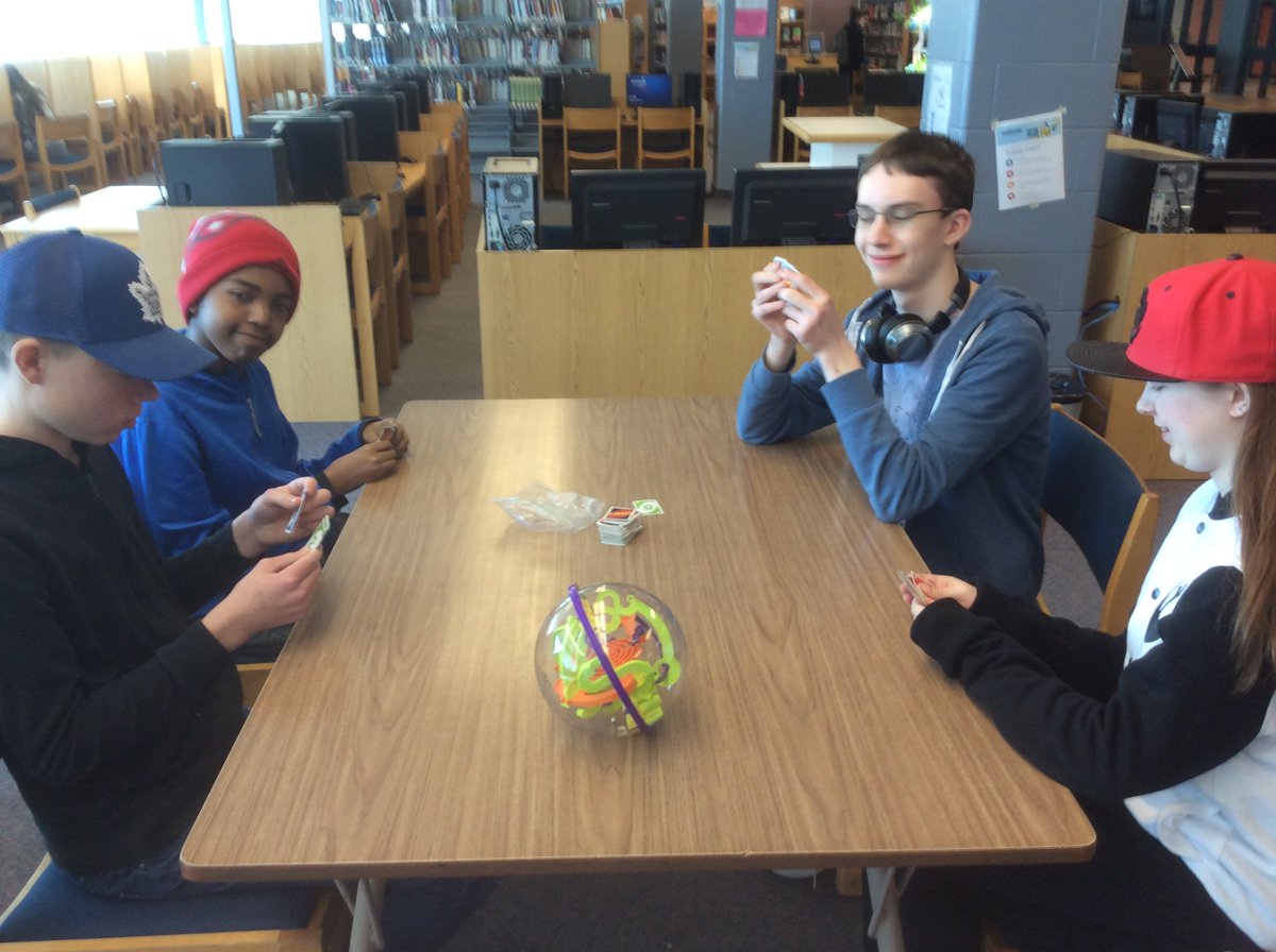 SaltfleetHSLib's tweet photo. Wellness Week Kicks Off in the Saltfleet LLC! students play games during lunch periods today. https://t.co/kJ1cmkXd6r