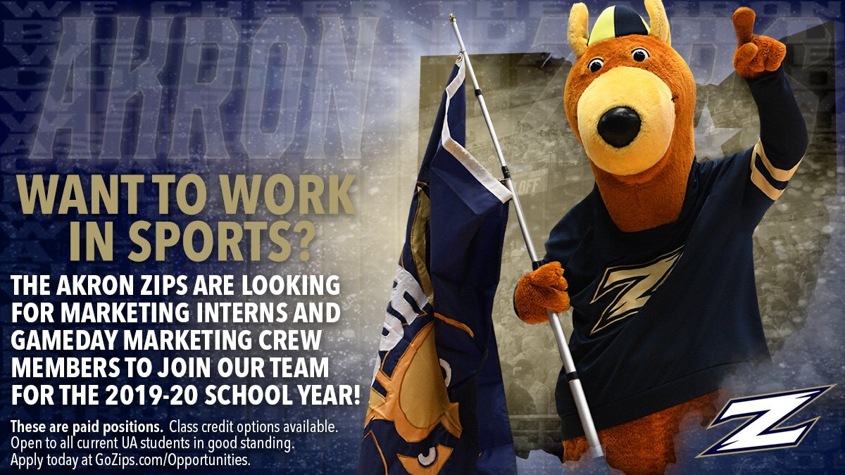 AkronZips's tweet photo. 📣Calling all @uakron students!📣
Interested in joining our team for the 2019-20 season? We are now hiring Athletics Marketing Gameday Crew Members and Marketing Interns for Summer, Fall, and Spring. Visit https://t.co/setSGRj85d to learn more and submit an application! #GoZips https://t.co/ygtEDbpCHY