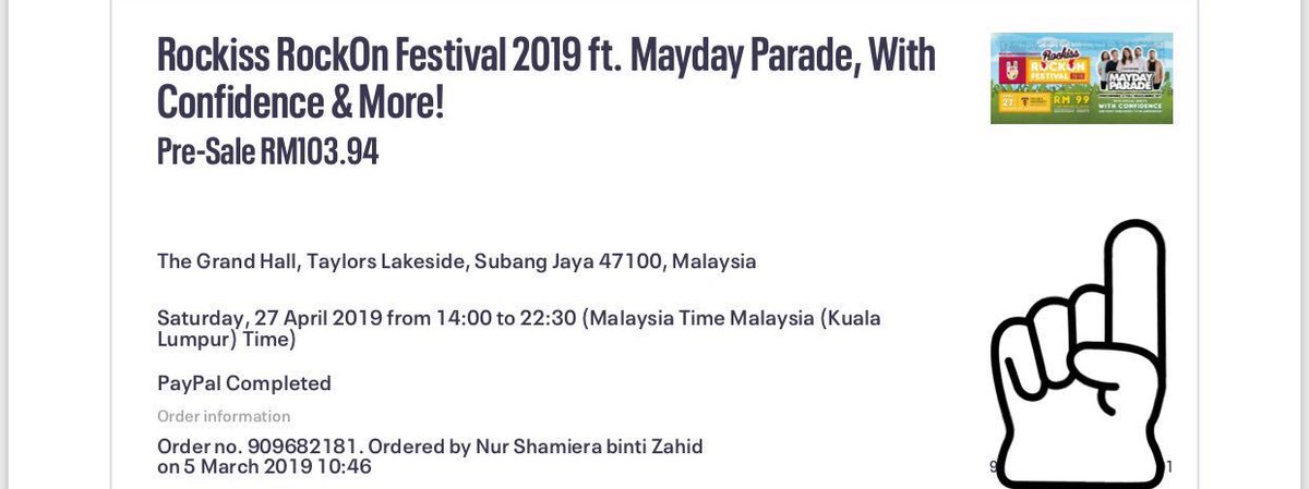 shammyzzz's tweet photo. Pop punkers! Iβm selling my ticket to Rockiss RockOn Festival 2019 for RM103 only (negotiable if you are cute). Hit me up if you are interested! π€π»
Donβt miss this chance to catch
Mayday Parade and With Confidence live in KL! @rockonfestmy #RROF19 https://t.co/ikNFsAwCA7