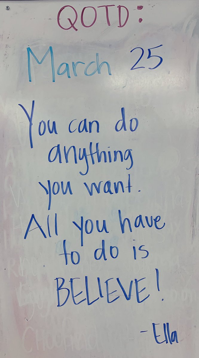 akmebe's tweet photo. Put this up late today!  May have to leave it up again tomorrow!  This is a good QOTD for students to remember!  

#QOTD 
#WMSsuccess 
#dataday https://t.co/8OHrW21J7j