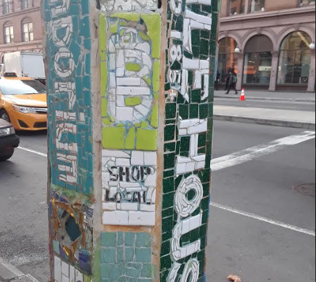 ShopExit9's tweet photo. When in Astor Place check out the work of artist Jim Powers on the light poles. A tribute to local businesses. Jim also did the front of Exit9 East Village. We love @mosacicmannyc
#shoplocal #shoplocal365 #shopsmall #shopsmall365 #eastvillage #streetart #nycstreetart https://t.co/nEuO9J3w0T
