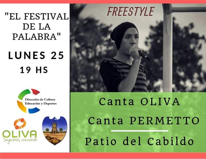 #Cultura #Música #Permetto
 
#Freestyle #Festival #Oliva

PERMETTO EN EL CABILDO DE CÓRDOBA

A partir de las 19  Benja Mansilla - "Permetto" - estará cantando en el marco del "Festival de la Palabra" música freestyle en el patio del Cabildo de Córdoba. 

¡Felicitaciones Benja!