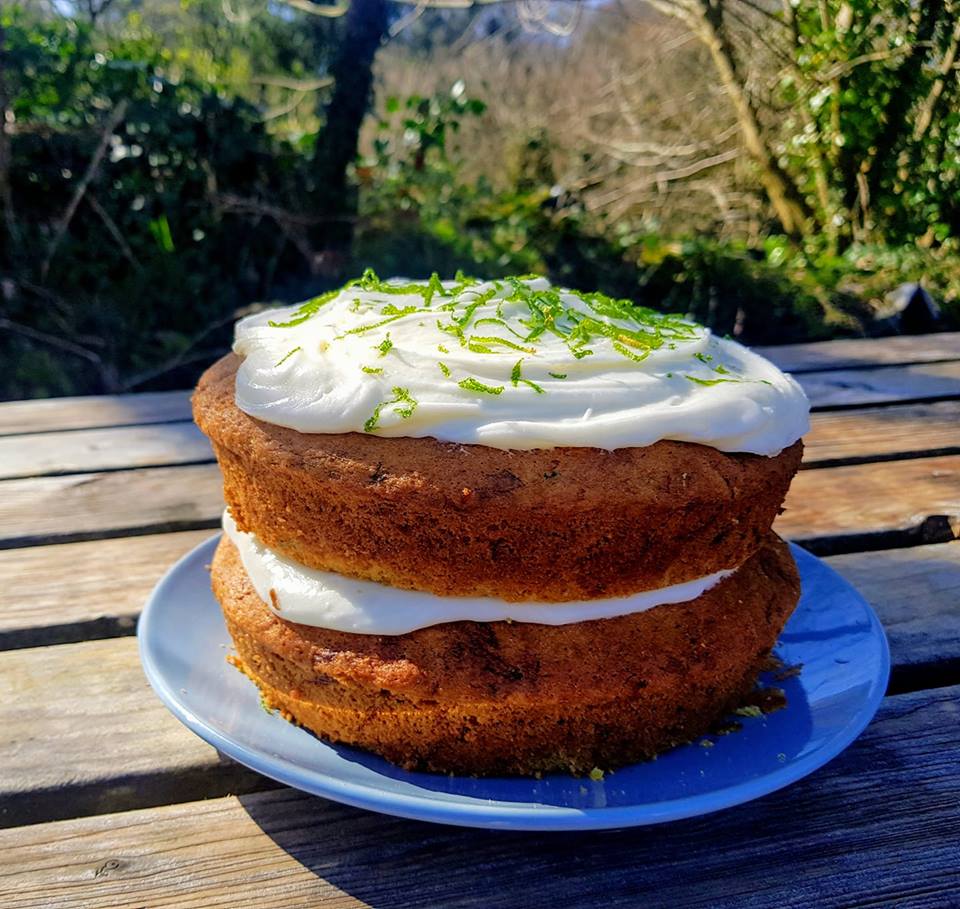 SnailsPaceCafe's tweet photo. Courgette & lime cake - one of our current favourites. Plus the sun is shining. #cameltrail #Cornishspringtime https://t.co/5pgak21Qnm