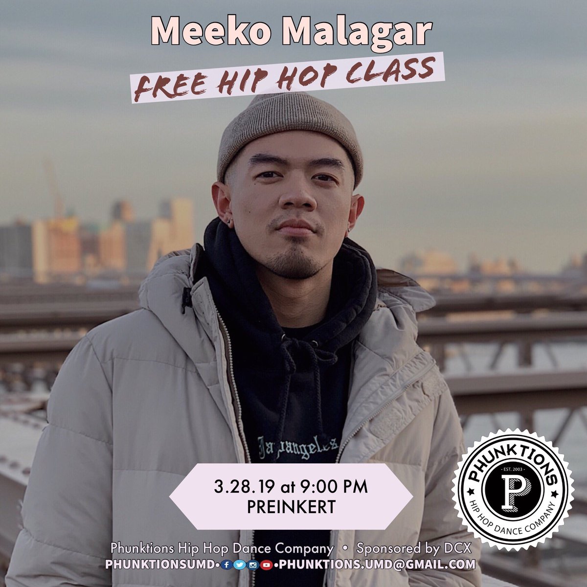 Ayyyeee @big_meeeks is teaching our free company class on Thursday!😱 Come through at 9:00pm in Preinkert (and bring clean shoes) #comephunkwithus #phunktionsumd