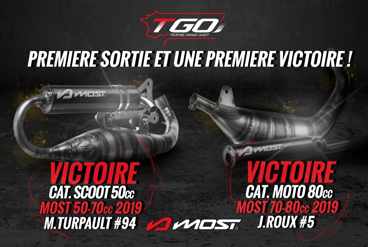 ☆★ Histoire de vous rappeler que les pots MOST sont toujours au top, car  ils ont gagné leur catégorie respective à la première manche du TGO ce  weekend. Victoire en Méca 80cc et en scooter 50cc. Bravo à Jérôme et  Mathis ! On ne lâche rien chez MOST!
#scootfast #mostracing