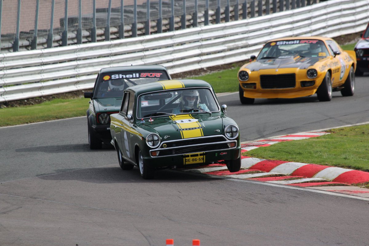 mickwalshpic's tweet photo. Roger Stanford throwing the beautiful Lotus Cortina through britten's chicane at oulton park. @OfficialBARCHQ @Oulton_Park @CTCRC #ukmotorsport #classictouringcarracingclub https://t.co/G3XQtVnCgo