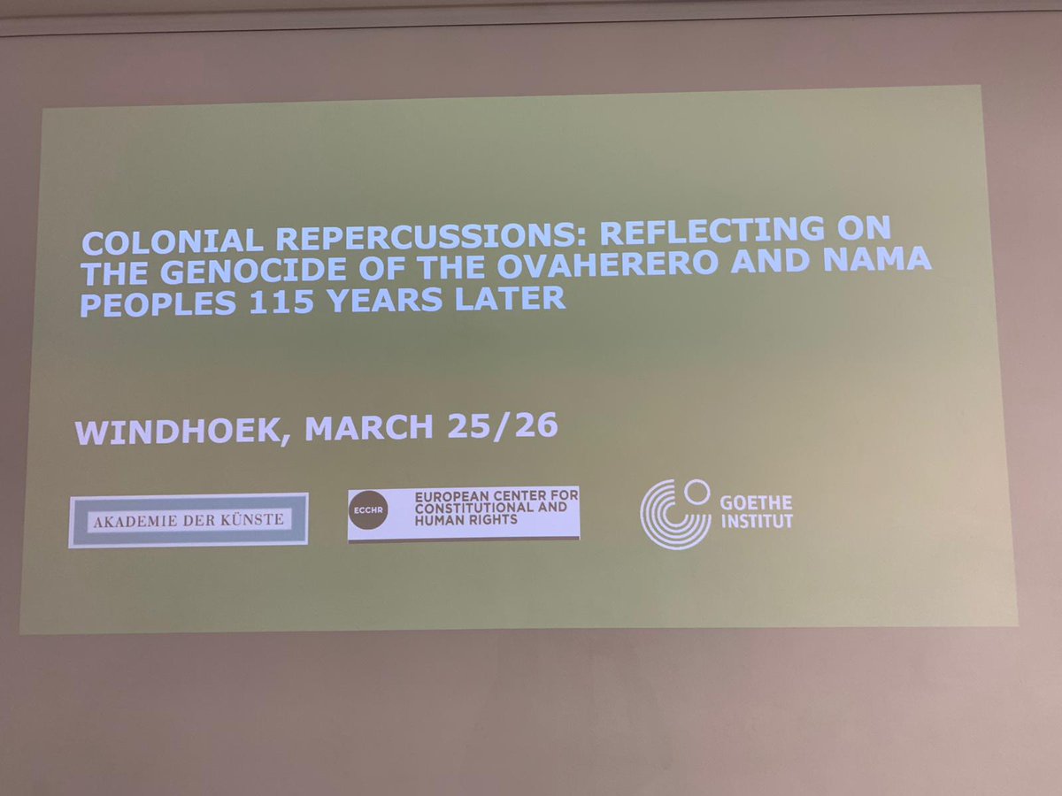 ECCHRBerlin's tweet photo. Kicking off "#Namibia A Week of Justice". Our event series opens with the symposium "#ColonialInjustice – Addressing Past Wrongs" at @goetheinstitut_namib in #Windhoek. The house is packed!
https://t.co/CZIzFJ8bRA
#ColonialRepercussions #Ovaherero #Nama #ColonialLegacy https://t.co/lAfopgKsld