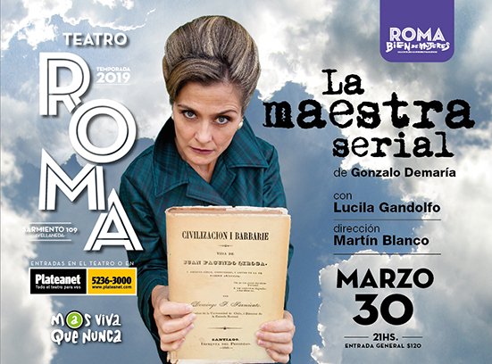 #AgendaCultural | "La Maestra Serial", vuelve al #TeatroRoma🎭 #BienDeMujeres💜

Los esperamos el sábado 30 de marzo a las 21:00hs. 🎫 Entrada $120. La podés comprar online en Plateanet plateanet.com/obra/14129?obr… Más información por teléfono al 4205-9647.  #TeatroQueEmociona💞