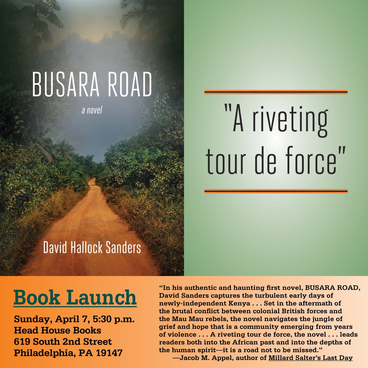 "Danger, suspense, and joy": what a combo of words! They're describing BUSARA ROAD, the new novel by David Hallock Sanders launching on 4/7. goodreads.com/review/show/27…