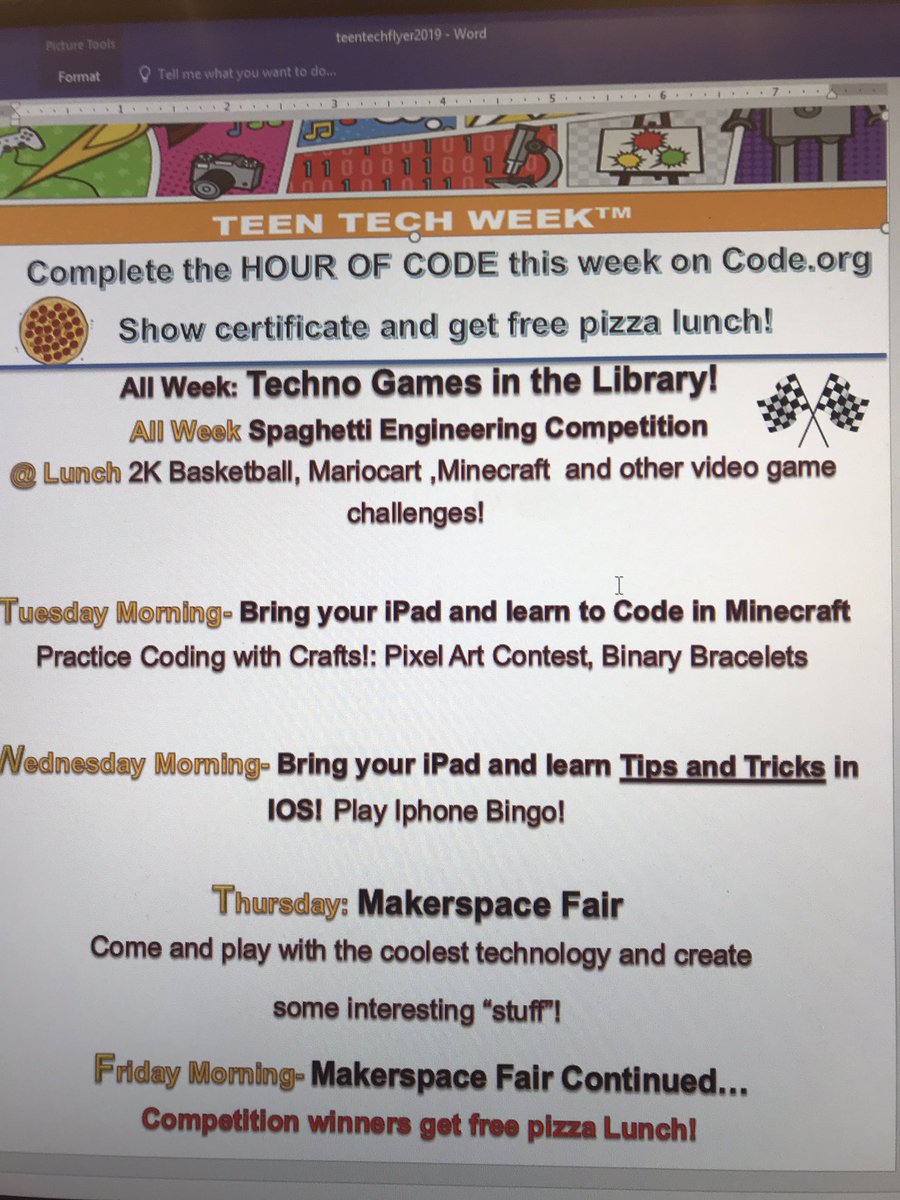AfarleyNc's tweet photo. Teen tech week this week at North campus library! #DPNCtech19 https://t.co/6ojcXWH3SE