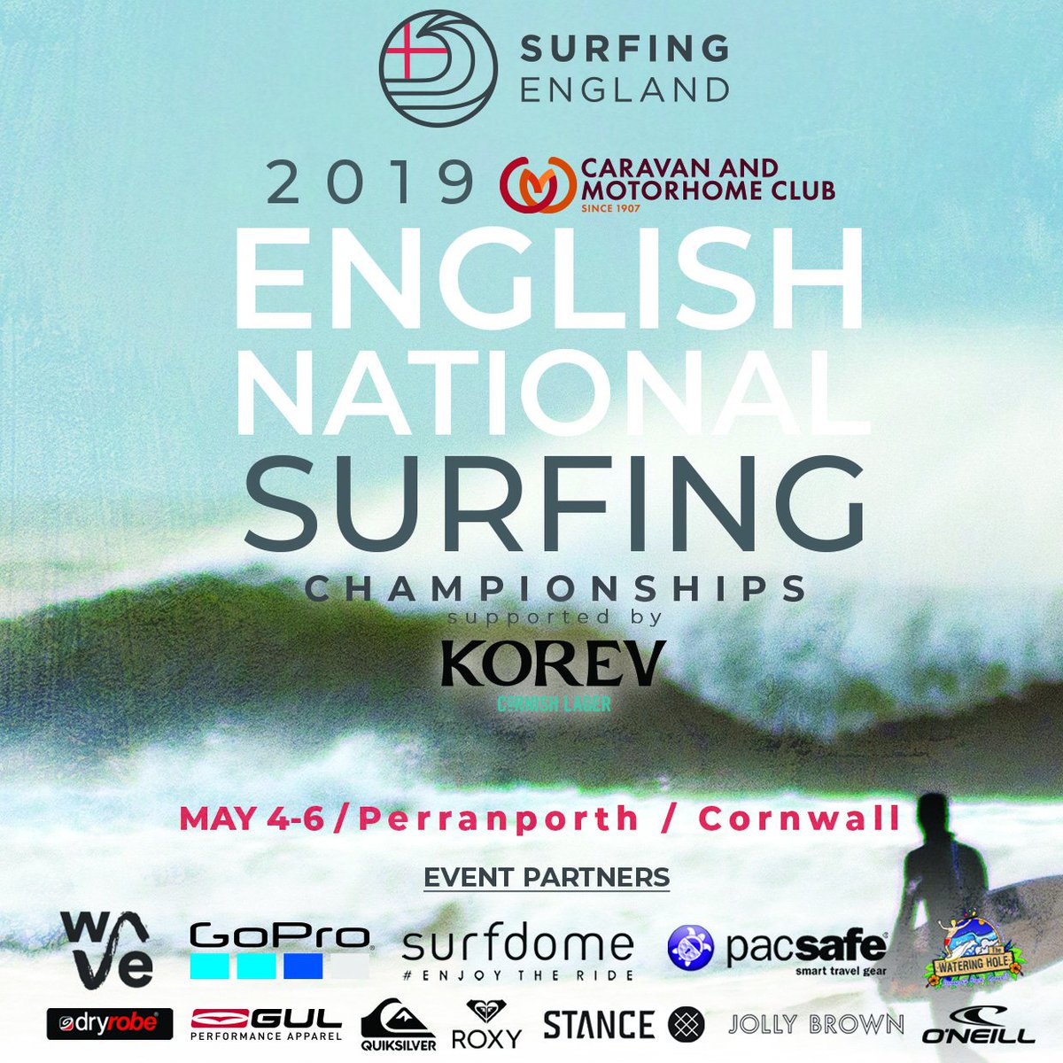 ⚡️Game On. Entry is open for the 2019 <a href="/candmclub/">Caravan and Motorhome Club</a> English National Surfing Championships, supported by <a href="/KorevLager/">korev</a> 🏄🏼‍♂️🏄‍♀️
More info: surfingengland.org/entry-opens-fo…
<a href="/TheWave/">The Wave</a> <a href="/Surfdome/">Surfdome</a> <a href="/GoProUK/">GoPro UK</a> <a href="/RedBullUK/">Red Bull UK</a> <a href="/JOLLY_BROWN/">JOLLY BROWN VINTAGE</a> <a href="/Quiksilver/">Quiksilver</a> <a href="/Roxy/">ROXY</a> <a href="/GulWatersports/">GUL</a> <a href="/dryrobe/">dryrobe</a> <a href="/ONeill_UK/">O'Neill UK</a> <a href="/stance/">Stance</a> <a href="/Pacsafe/">Pacsafe</a>