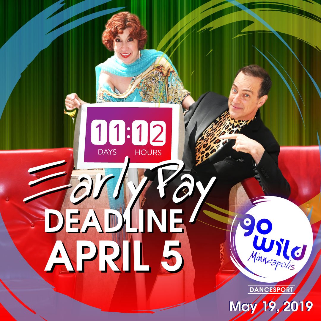 GoWildMplsDance's tweet photo. Go Wild and save! Register by the Early Pay deadline: April 5
https://t.co/0N3376YihC
#GoWildDaceSport #Minneapolis #Ballroom #Dance #DanceSport #Wild #Fun #GoWildDance2019 #DontMissIt #EntryForms #EarlyPayDiscount #Deadline https://t.co/4M2ARqXqRU