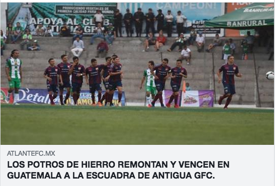 Atlante's tweet photo. Este sábado @Atlante viajo a Guatemala para sostener un partido amistoso en contra de @soyantiguagfc durante la Fecha FIFA. 🔵🔴
⚽️ Con golazos de Raúl Suarez y de Lizandro Echeveria, AtlanteFC venció al equipo Antigua GFC...
La nota completa en 👇
https://t.co/bdGzAzcCUc https://t.co/dQ6I8rJayR
