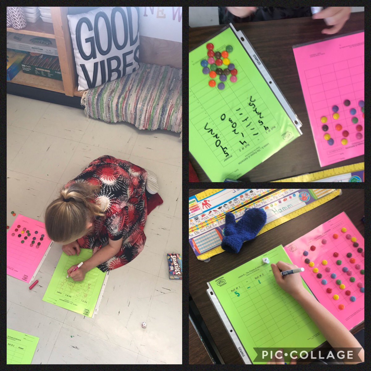 SusanCleland's tweet photo. Grade 1/2 @SchoolBurdett LOVE the Mover &amp; Shaker game from #BringingMathAlive. Smartie Elimination provides great motivation with a tasty treat for later! ❤️@DarcieThomas @lenee_fyfe #Subtraction  #MakeMathFun #prsd8 https://t.co/aEBfkmy0mO