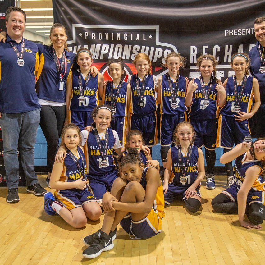 OvilleBanner's tweet photo. Congratulations are in order. No Orangeville Hawks basketball team has competed at a higher level than this group of girls and they have returned home with silver medals around their necks.  https://t.co/zRBZGtnovT https://t.co/Hb6He8iOXZ