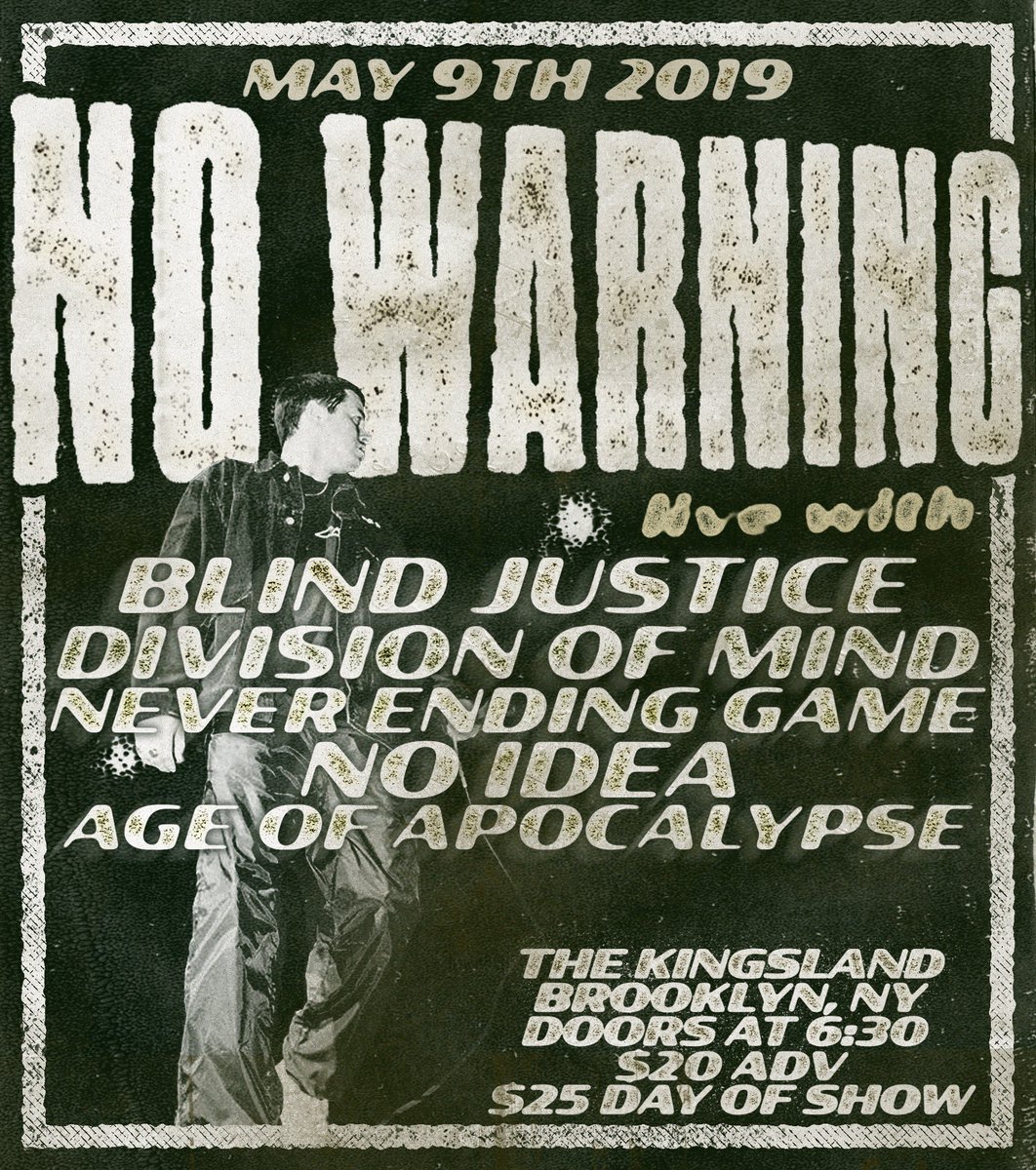 Stoked to be playing with No Warning, Blind Justice, Division of Mind, Never Ending Game, and AOA