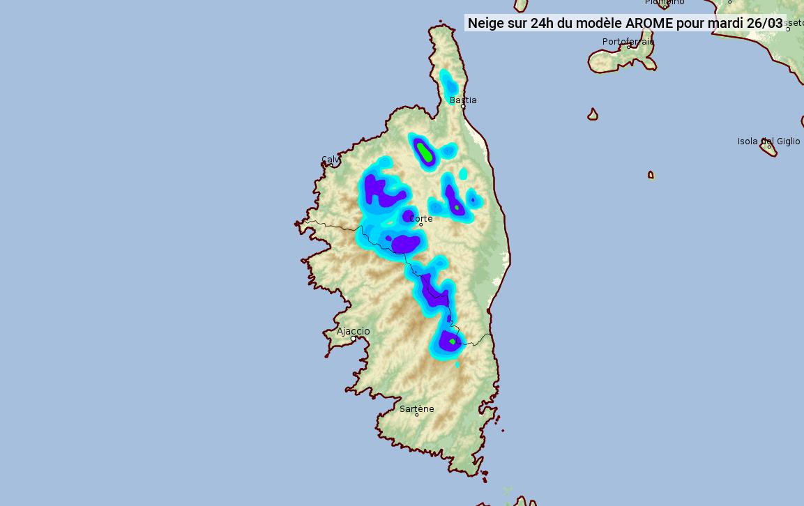 VigiMeteoFrance's tweet photo. #Neige jusqu'à relativement basse altitude ce mardi sur la Haute-Corse :
5 à 10 cm au col de #Vizzavona
Sur la #Castagniccia et le relief du #Nebbio :
- 5 à 10 cm entre 700 et 1200 m d'altitude
- parfois plus de 20 cm au-dessus de 1200 m. https://t.co/UyssLFckzG