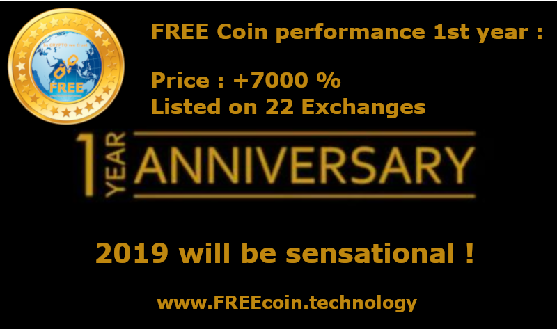 The first year of the $FREE coin was exceptional, the next year will be sensational.

Join us now : FREEcoin.technology

#CRYPTOisTheFinancialRevolution #ETH #CryptoNews #coinmarketcap #cryptoisunstoppable #free #btc #freedom #Aurora #Binance #bitmart #idax #Lbank #okex
