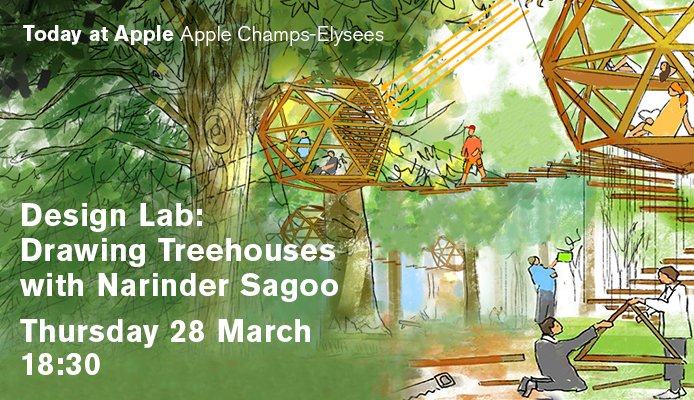 KhElAshry's tweet photo. FosterPartners: Foster + Partners Art Director NarinderSagoo is delivering a drawing workshop – Design Lab: Drawing Treehouses – as part of #todayatapple at Apple Champs-Elysees.
Join Narinder on Thursday 28 March, 18:30 – 20:00. 
Registration link: … https://t.co/QzALqHn8i7