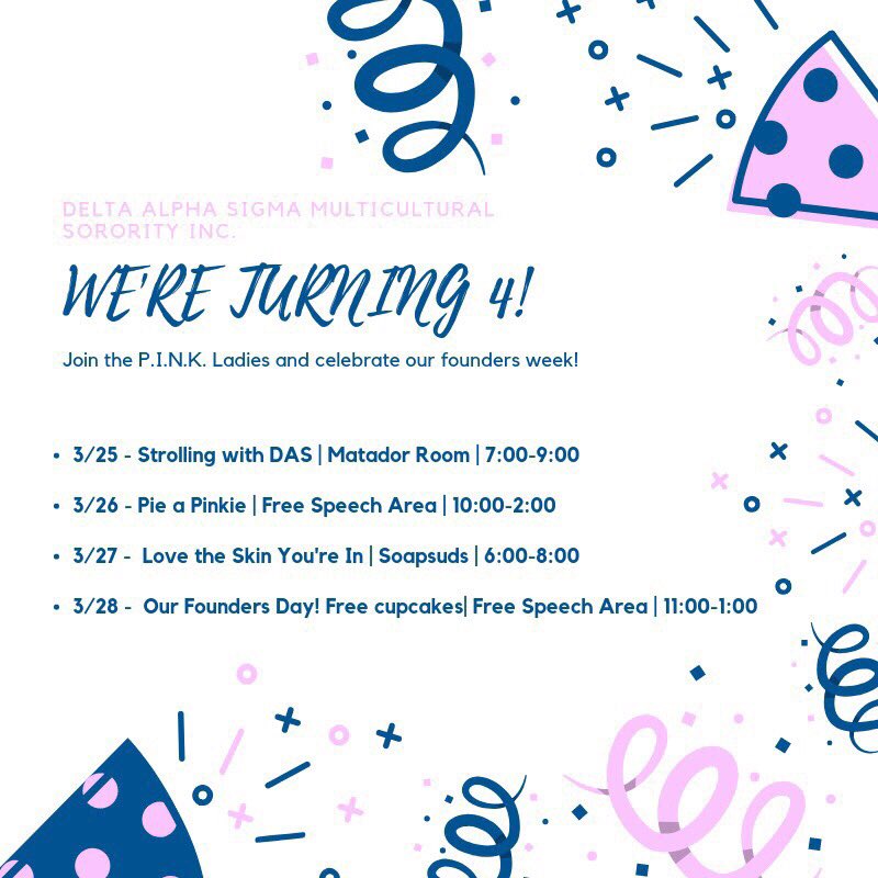 DAS_TexasTech's tweet photo. Here’s the lineup for the week! Come celebrate our Founding Week with us!  💖#deltaalphasigma #wearesoexcited #pinkladies #celebration #ttumgc #texastech #multicultural #sayyestodas #foundingweek #founders https://t.co/JfnHUL3sYZ