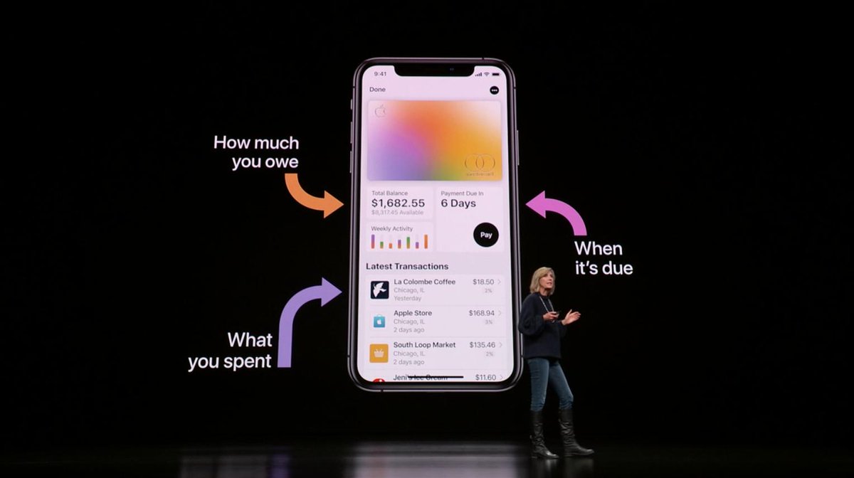 Apple is getting its own credit card service, Apple Card.

-it works worldwide
-anywhere Apple Pay is accepted
-customer service via iMessage 

#AppleEvent