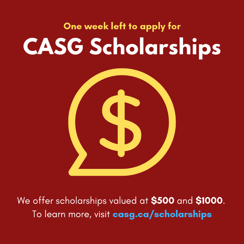 casg_online's tweet photo. CASG scholarship applications are open until April 1st at 4:00 pm. Visit https://t.co/zsYtrZKuRU to learn more about how to apply! https://t.co/US9iHER119